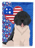 Landseer Newfoundland USA American House Flag 28x40 Porch Sleeve Pole Decorative Outside Yard Banner Artwork Wall Hanging, Polyester