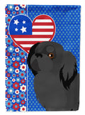 Black Pekingese USA American House Flag 28x40 Porch Sleeve Pole Decorative Outside Yard Banner Artwork Wall Hanging, Polyester