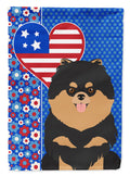 Black and Tan Pomeranian USA American House Flag 28x40 Porch Sleeve Pole Decorative Outside Yard Banner Artwork Wall Hanging, Polyester