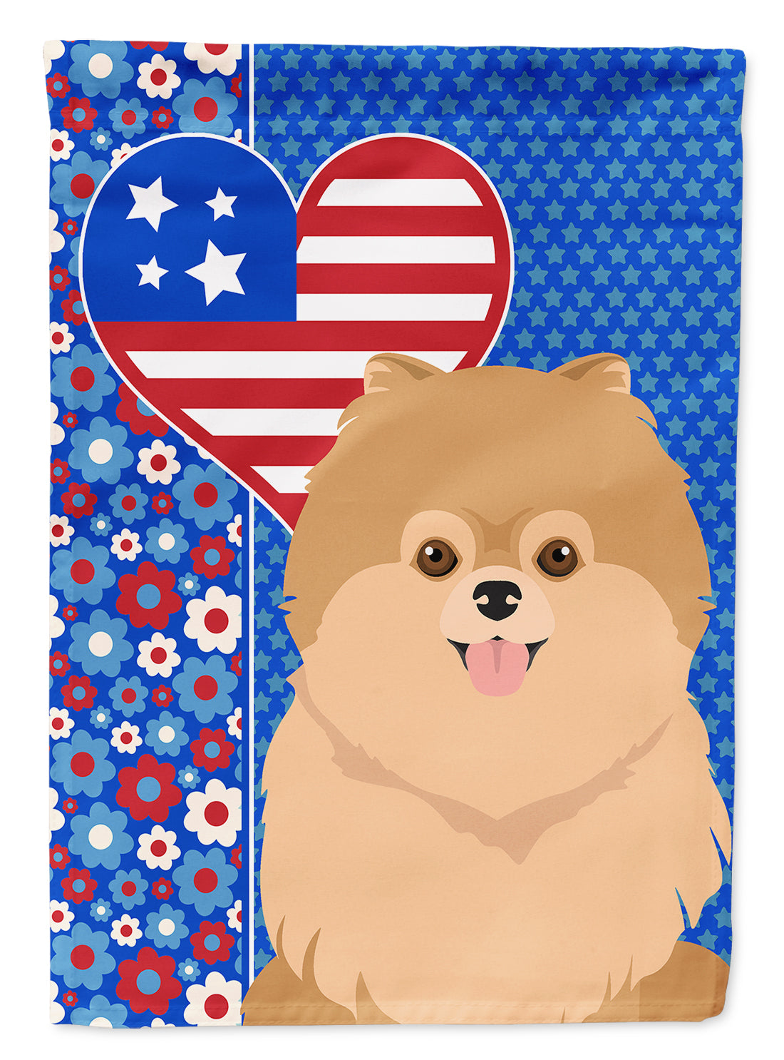Orange Pomeranian USA American House Flag 28x40 Porch Sleeve Pole Decorative Outside Yard Banner Artwork Wall Hanging, Polyester
