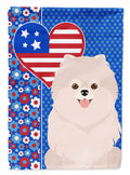 White Pomeranian USA American House Flag 28x40 Porch Sleeve Pole Decorative Outside Yard Banner Artwork Wall Hanging, Polyester
