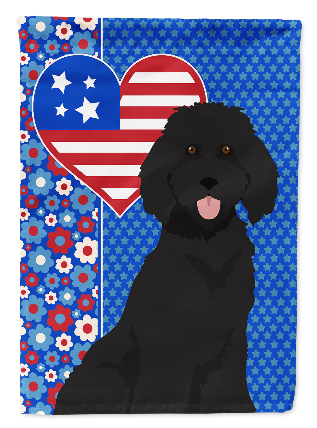 Standard Black Poodle USA American House Flag 28x40 Porch Sleeve Pole Decorative Outside Yard Banner Artwork Wall Hanging, Polyester