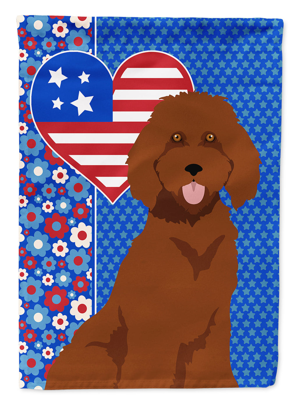 Standard Red Poodle USA American House Flag 28x40 Porch Sleeve Pole Decorative Outside Yard Banner Artwork Wall Hanging, Polyester