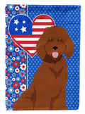 Standard Red Poodle USA American House Flag 28x40 Porch Sleeve Pole Decorative Outside Yard Banner Artwork Wall Hanging, Polyester