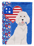 Standard White Poodle USA American House Flag 28x40 Porch Sleeve Pole Decorative Outside Yard Banner Artwork Wall Hanging, Polyester