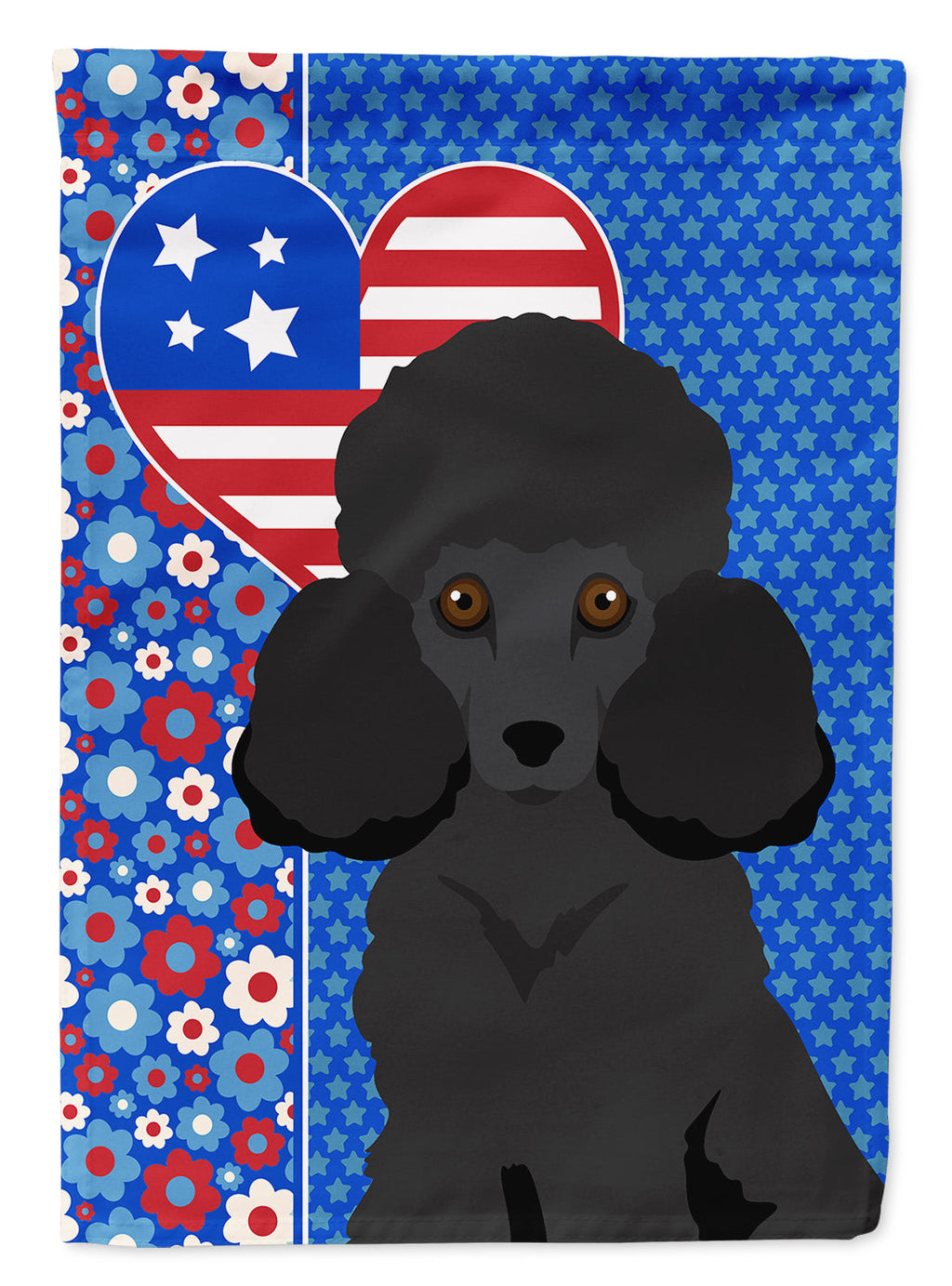 Toy Black Poodle USA American House Flag 28x40 Porch Sleeve Pole Decorative Outside Yard Banner Artwork Wall Hanging, Polyester