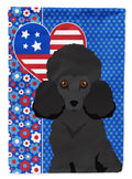 Toy Black Poodle USA American House Flag 28x40 Porch Sleeve Pole Decorative Outside Yard Banner Artwork Wall Hanging, Polyester