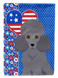 Toy Grey Poodle USA American House Flag 28x40 Porch Sleeve Pole Decorative Outside Yard Banner Artwork Wall Hanging, Polyester