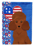 Toy Red Poodle USA American House Flag 28x40 Porch Sleeve Pole Decorative Outside Yard Banner Artwork Wall Hanging, Polyester