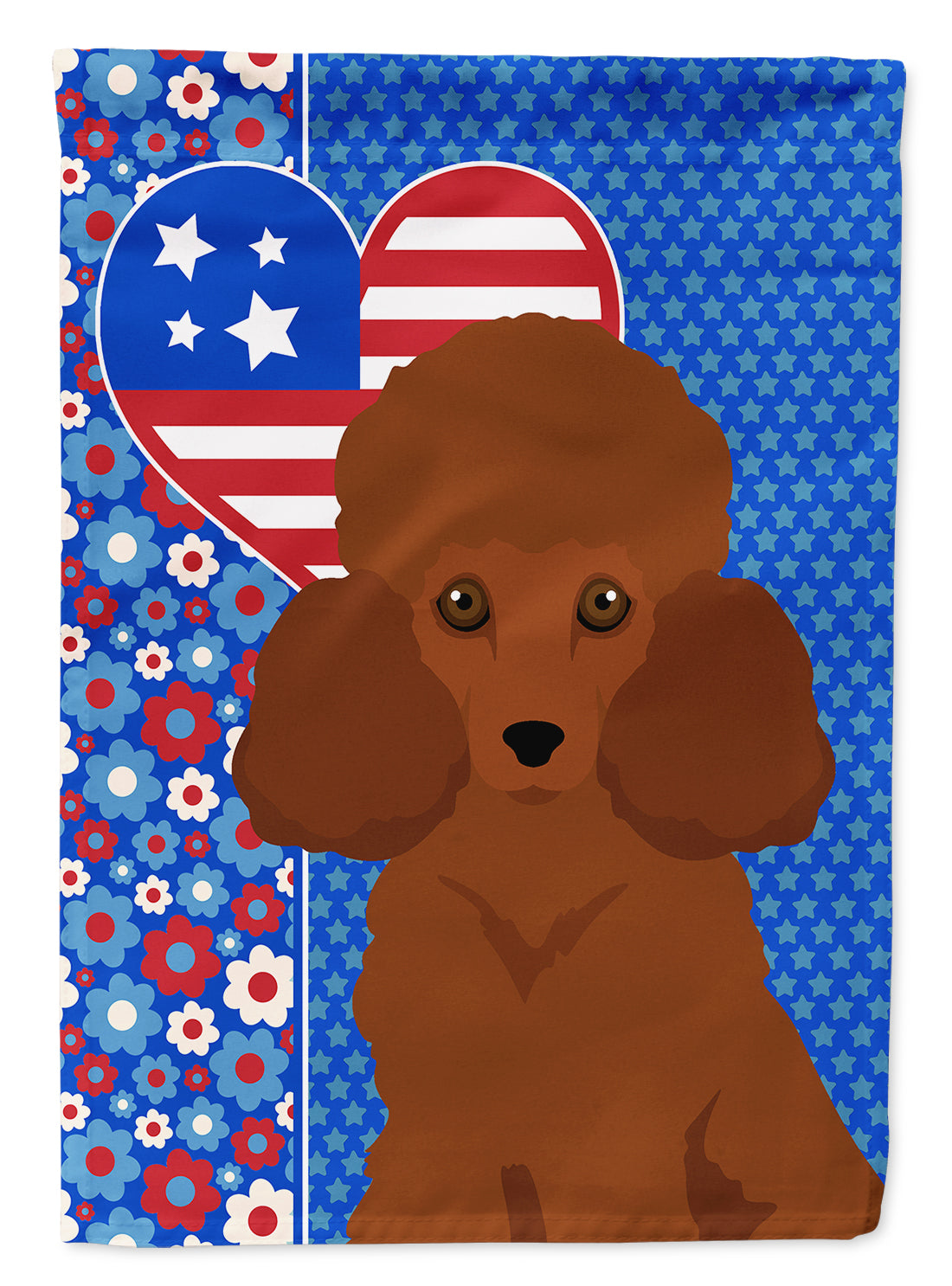 Toy Red Poodle USA American House Flag 28x40 Porch Sleeve Pole Decorative Outside Yard Banner Artwork Wall Hanging, Polyester