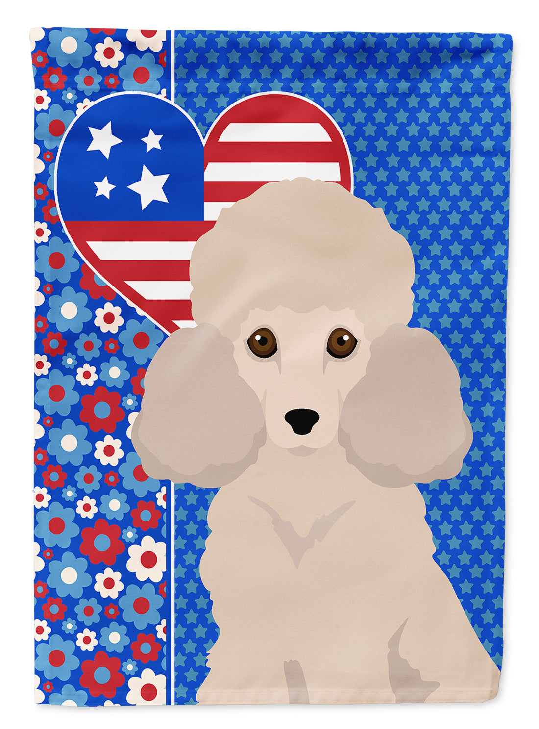 Toy Cream Poodle USA American House Flag 28x40 Porch Sleeve Pole Decorative Outside Yard Banner Artwork Wall Hanging, Polyester