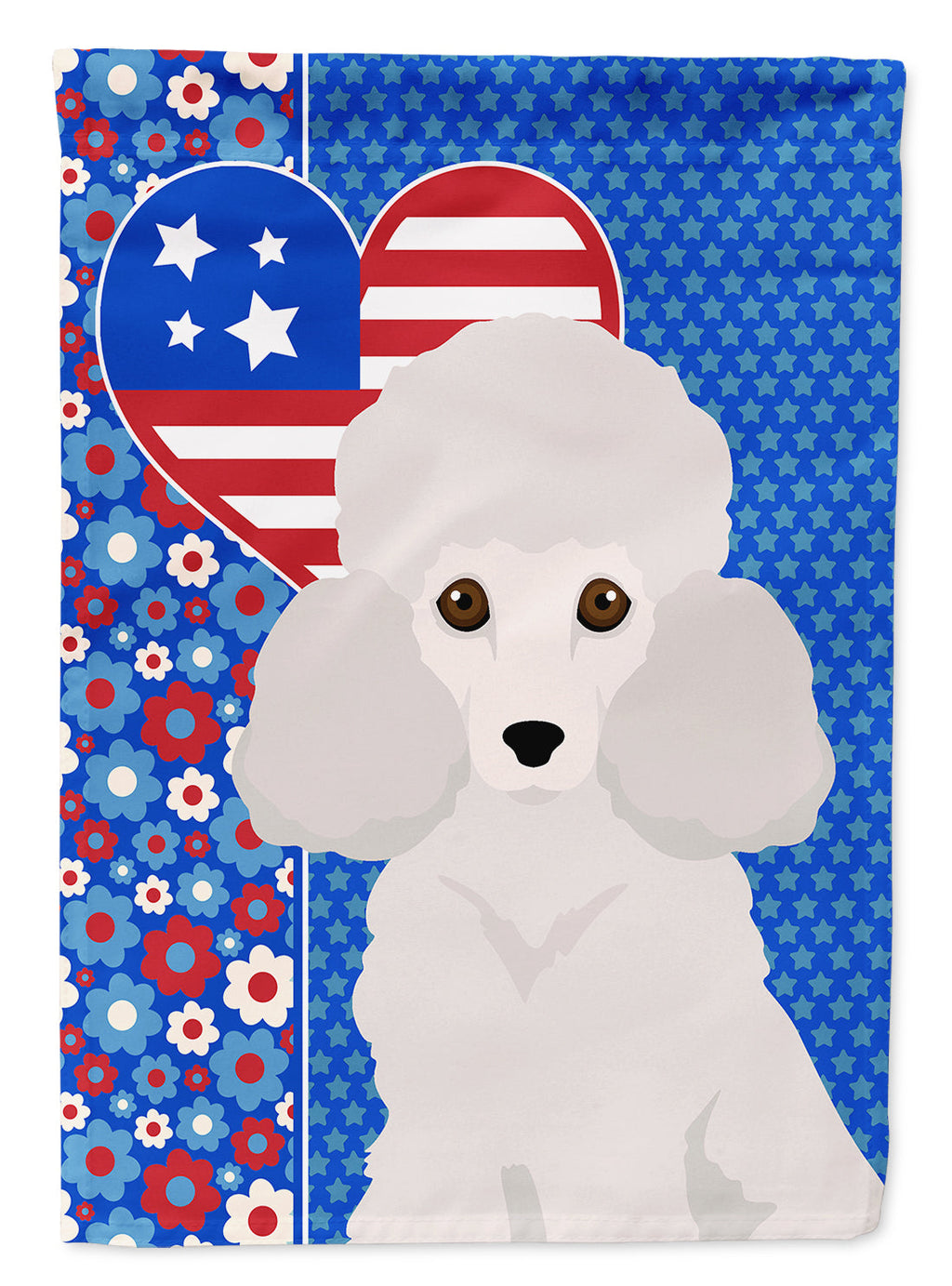 Toy White Poodle USA American House Flag 28x40 Porch Sleeve Pole Decorative Outside Yard Banner Artwork Wall Hanging, Polyester