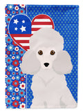 Toy White Poodle USA American House Flag 28x40 Porch Sleeve Pole Decorative Outside Yard Banner Artwork Wall Hanging, Polyester