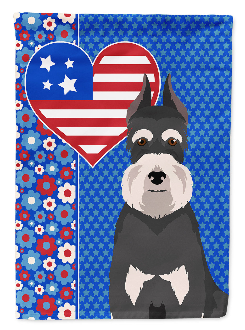 Black and Silver Schnauzer USA American House Flag 28x40 Porch Sleeve Pole Decorative Outside Yard Banner Artwork Wall Hanging, Polyester