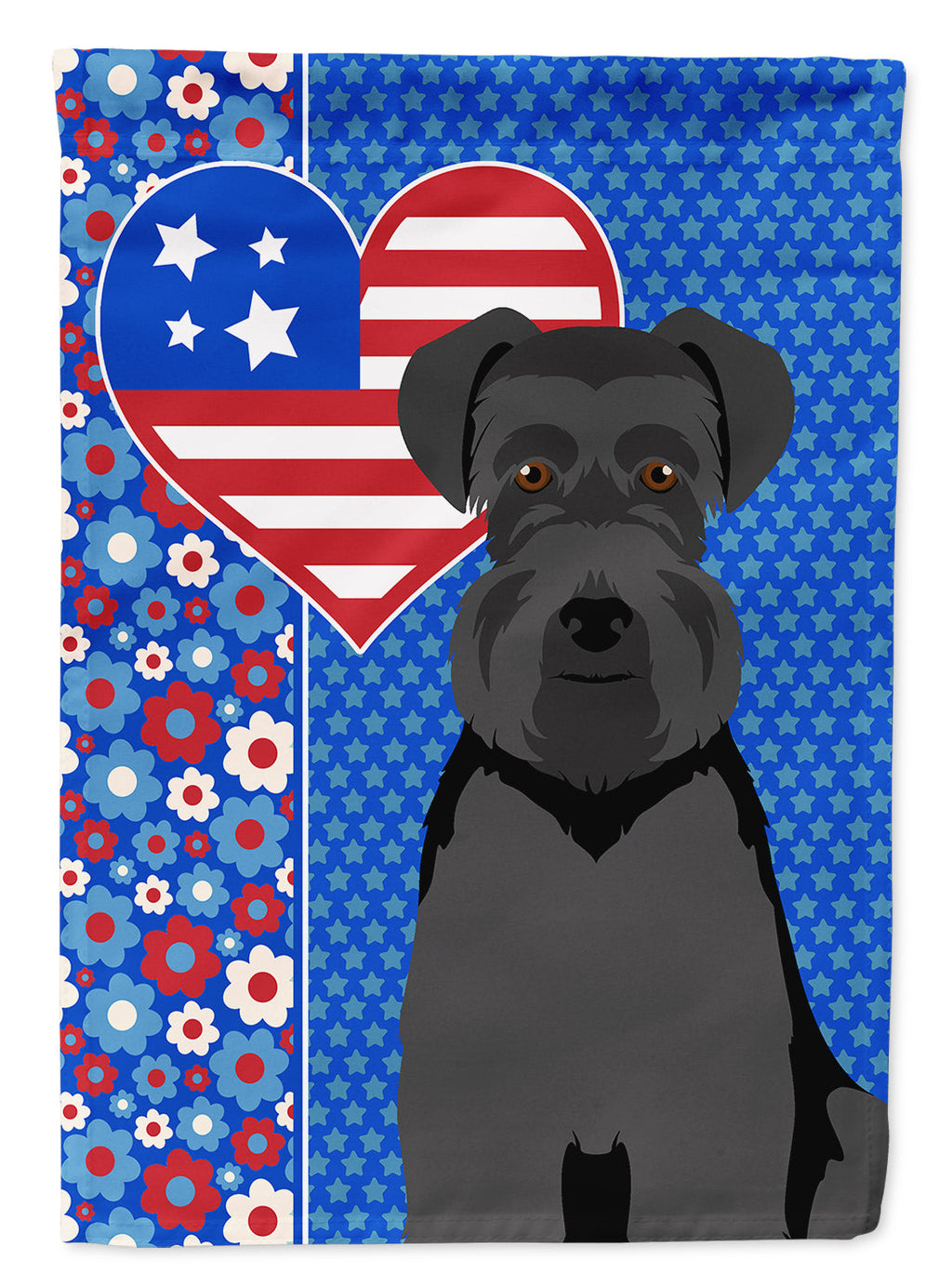 Black Natural Ears Schnauzer USA American House Flag 28x40 Porch Sleeve Pole Decorative Outside Yard Banner Artwork Wall Hanging, Polyester