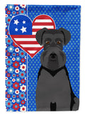 Black Natural Ears Schnauzer USA American House Flag 28x40 Porch Sleeve Pole Decorative Outside Yard Banner Artwork Wall Hanging, Polyester