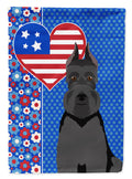 Black Schnauzer USA American House Flag 28x40 Porch Sleeve Pole Decorative Outside Yard Banner Artwork Wall Hanging, Polyester