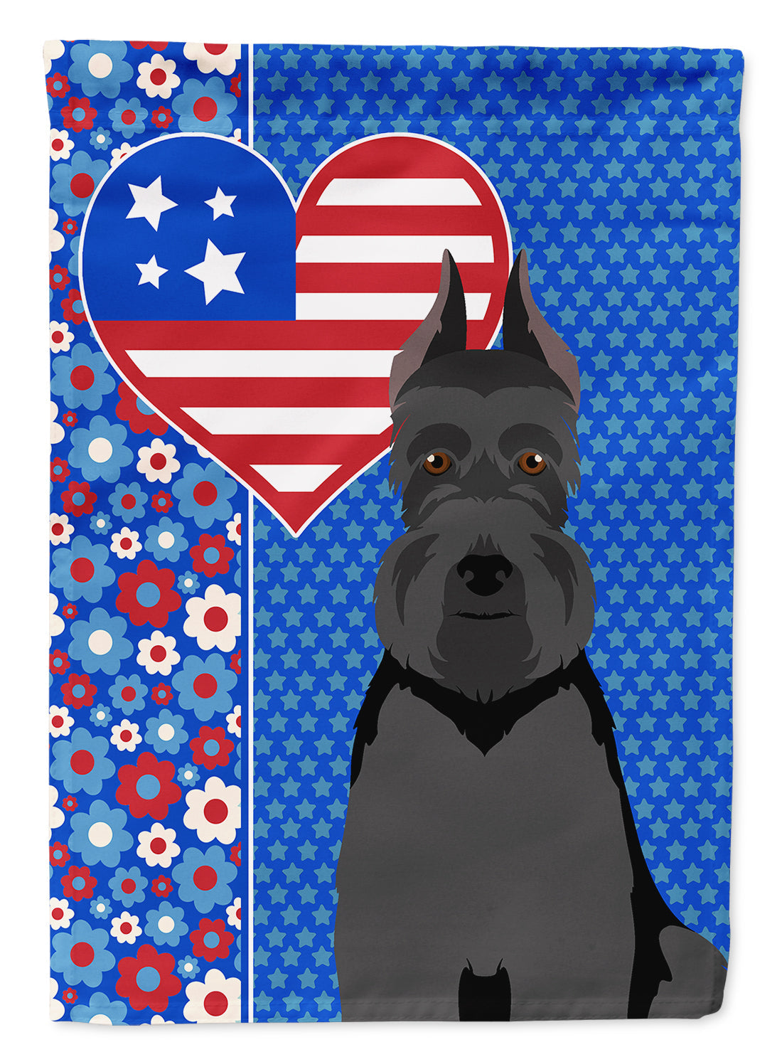 Black Schnauzer USA American House Flag 28x40 Porch Sleeve Pole Decorative Outside Yard Banner Artwork Wall Hanging, Polyester