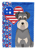Salt Pepper Natural Ears Schnauzer USA American House Flag 28x40 Porch Sleeve Pole Decorative Outside Yard Banner Artwork Wall Hanging, Polyester