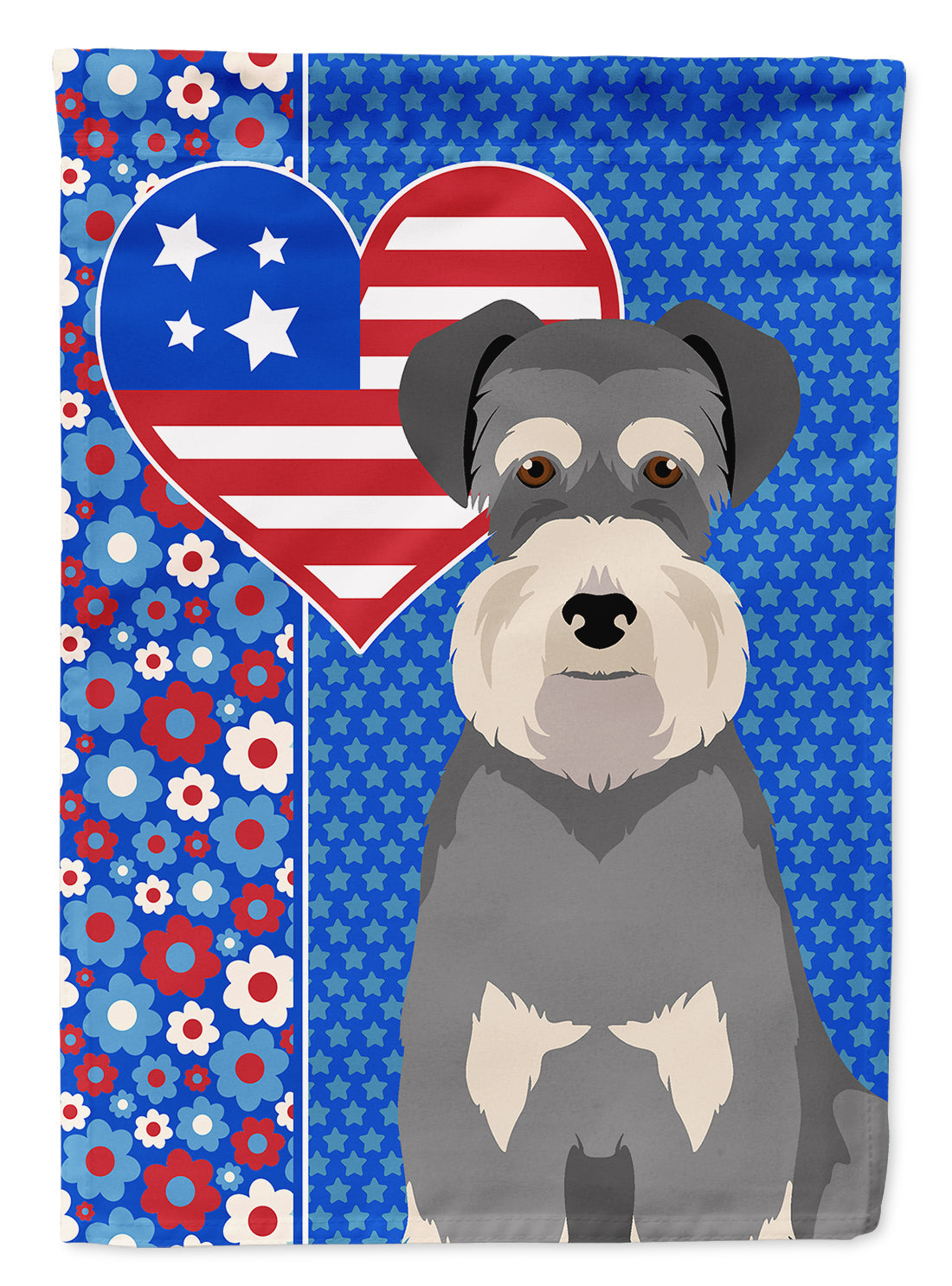 Salt Pepper Natural Ears Schnauzer USA American House Flag 28x40 Porch Sleeve Pole Decorative Outside Yard Banner Artwork Wall Hanging, Polyester