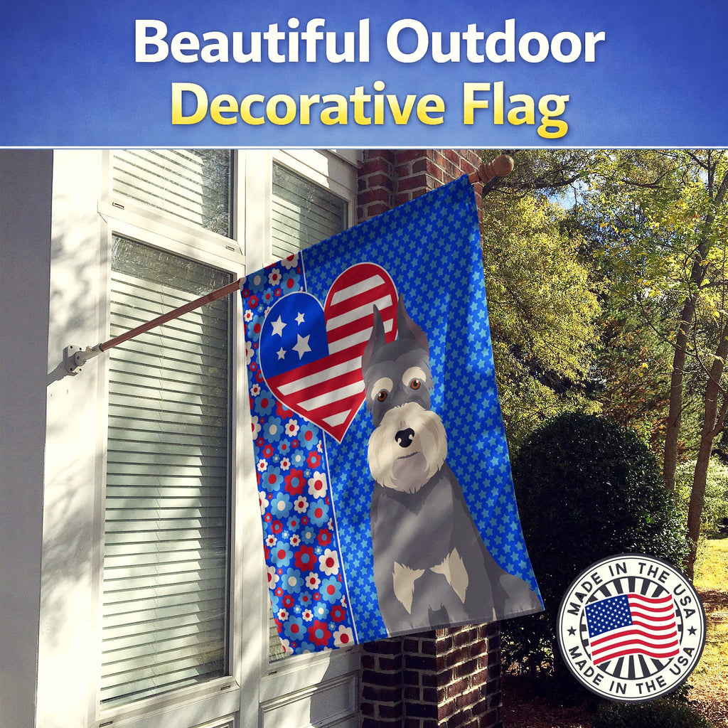 Salt Pepper Schnauzer USA American House Flag 28x40 Porch Sleeve Pole Decorative Outside Yard Banner Artwork Wall Hanging, Polyester