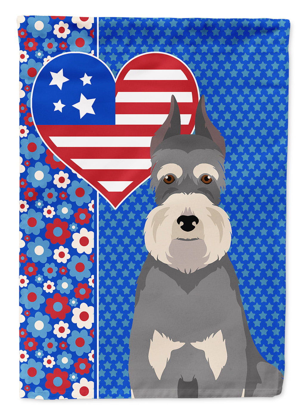 Salt Pepper Schnauzer USA American House Flag 28x40 Porch Sleeve Pole Decorative Outside Yard Banner Artwork Wall Hanging, Polyester