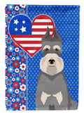 Salt Pepper Schnauzer USA American House Flag 28x40 Porch Sleeve Pole Decorative Outside Yard Banner Artwork Wall Hanging, Polyester