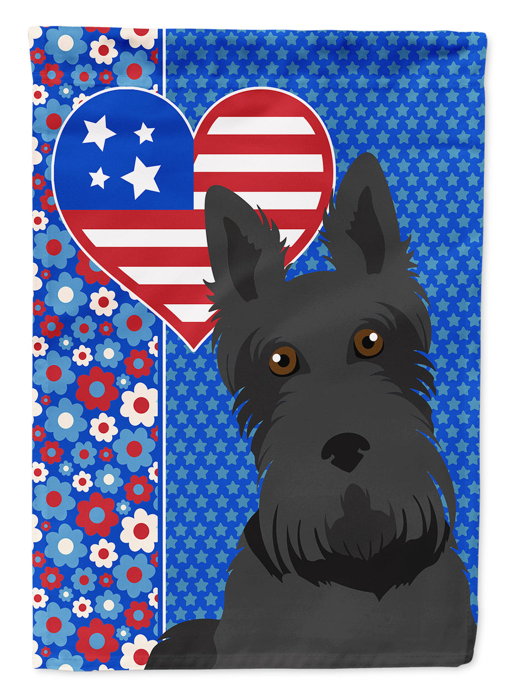 Black Scottish Terrier USA American House Flag 28x40 Porch Sleeve Pole Decorative Outside Yard Banner Artwork Wall Hanging, Polyester