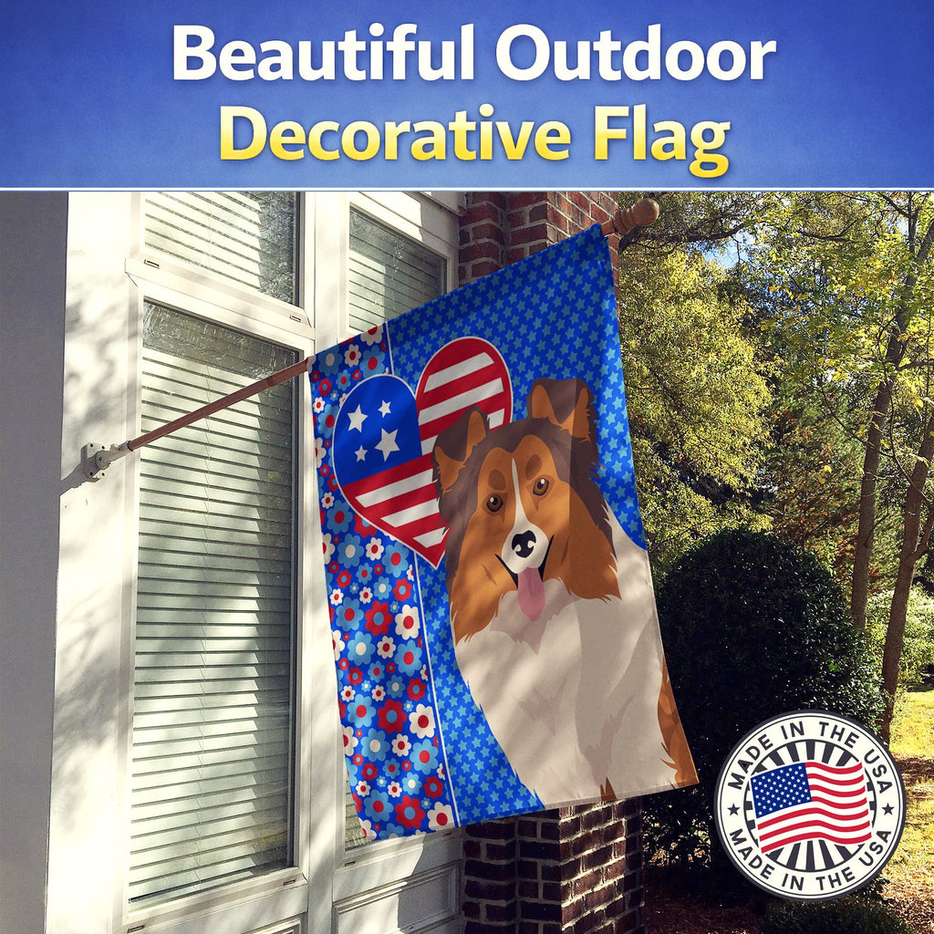Sable Sheltie USA American House Flag 28x40 Porch Sleeve Pole Decorative Outside Yard Banner Artwork Wall Hanging, Polyester