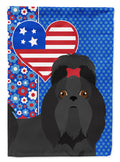 Black Shih Tzu USA American House Flag 28x40 Porch Sleeve Pole Decorative Outside Yard Banner Artwork Wall Hanging, Polyester