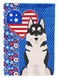 Black Siberian Husky USA American House Flag 28x40 Porch Sleeve Pole Decorative Outside Yard Banner Artwork Wall Hanging, Polyester
