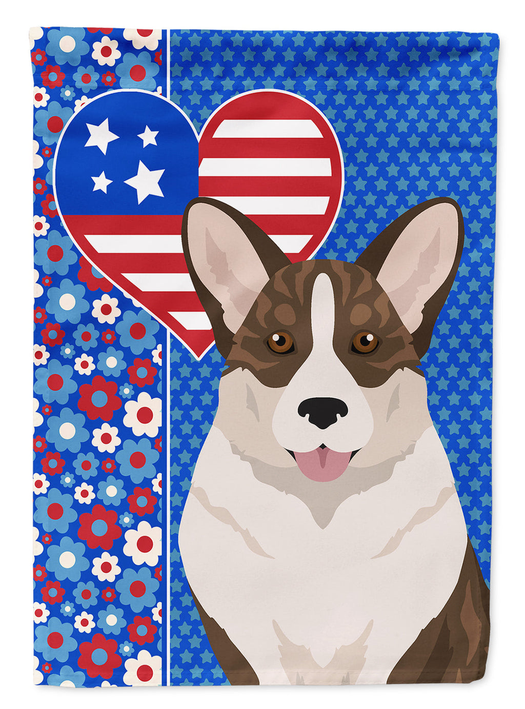 Brindle Cardigan Corgi USA American House Flag 28x40 Porch Sleeve Pole Decorative Outside Yard Banner Artwork Wall Hanging, Polyester