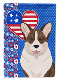 Brindle Cardigan Corgi USA American House Flag 28x40 Porch Sleeve Pole Decorative Outside Yard Banner Artwork Wall Hanging, Polyester