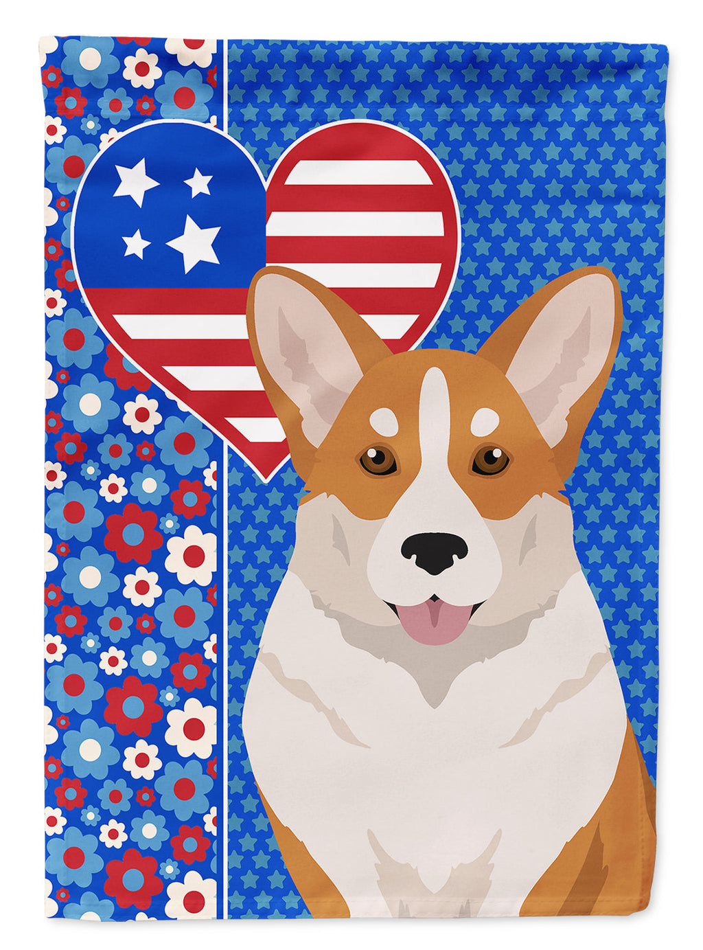 Red Cardigan Corgi USA American House Flag 28x40 Porch Sleeve Pole Decorative Outside Yard Banner Artwork Wall Hanging, Polyester