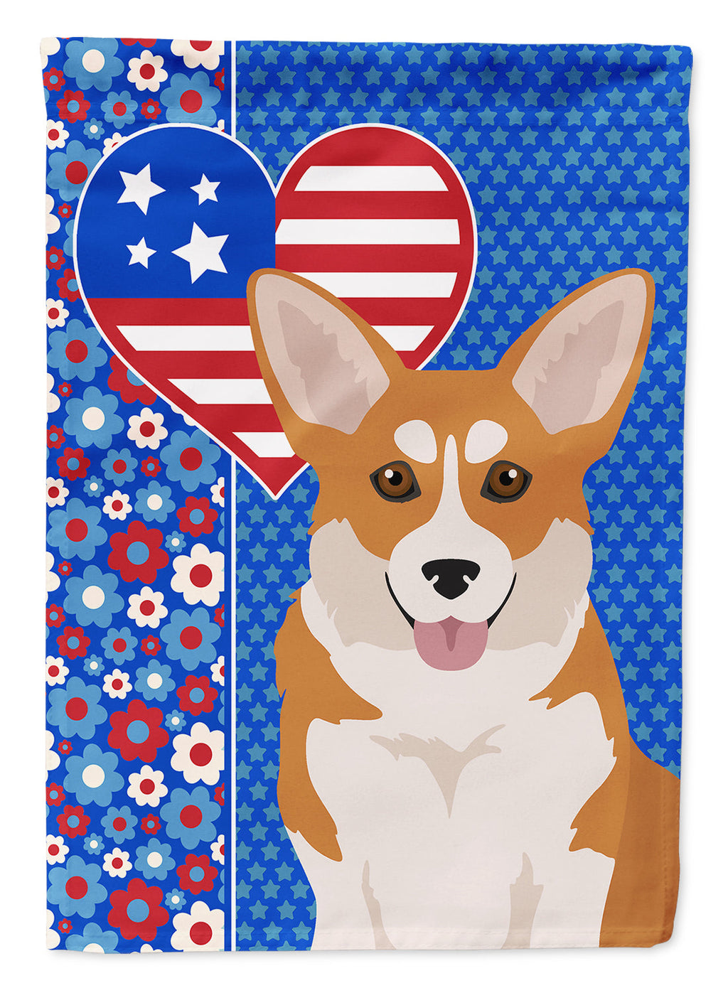 Red Pembroke Corgi USA American House Flag 28x40 Porch Sleeve Pole Decorative Outside Yard Banner Artwork Wall Hanging, Polyester