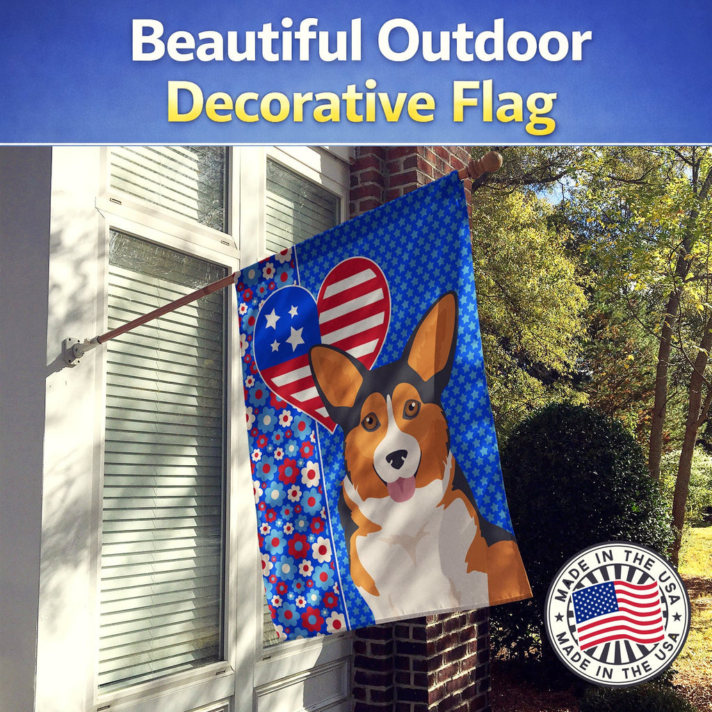 Sable Pembroke Corgi USA American House Flag 28x40 Porch Sleeve Pole Decorative Outside Yard Banner Artwork Wall Hanging, Polyester