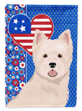 Westie West Highland White Terrier USA American House Flag 28x40 Porch Sleeve Pole Decorative Outside Yard Banner Artwork Wall Hanging, Polyester