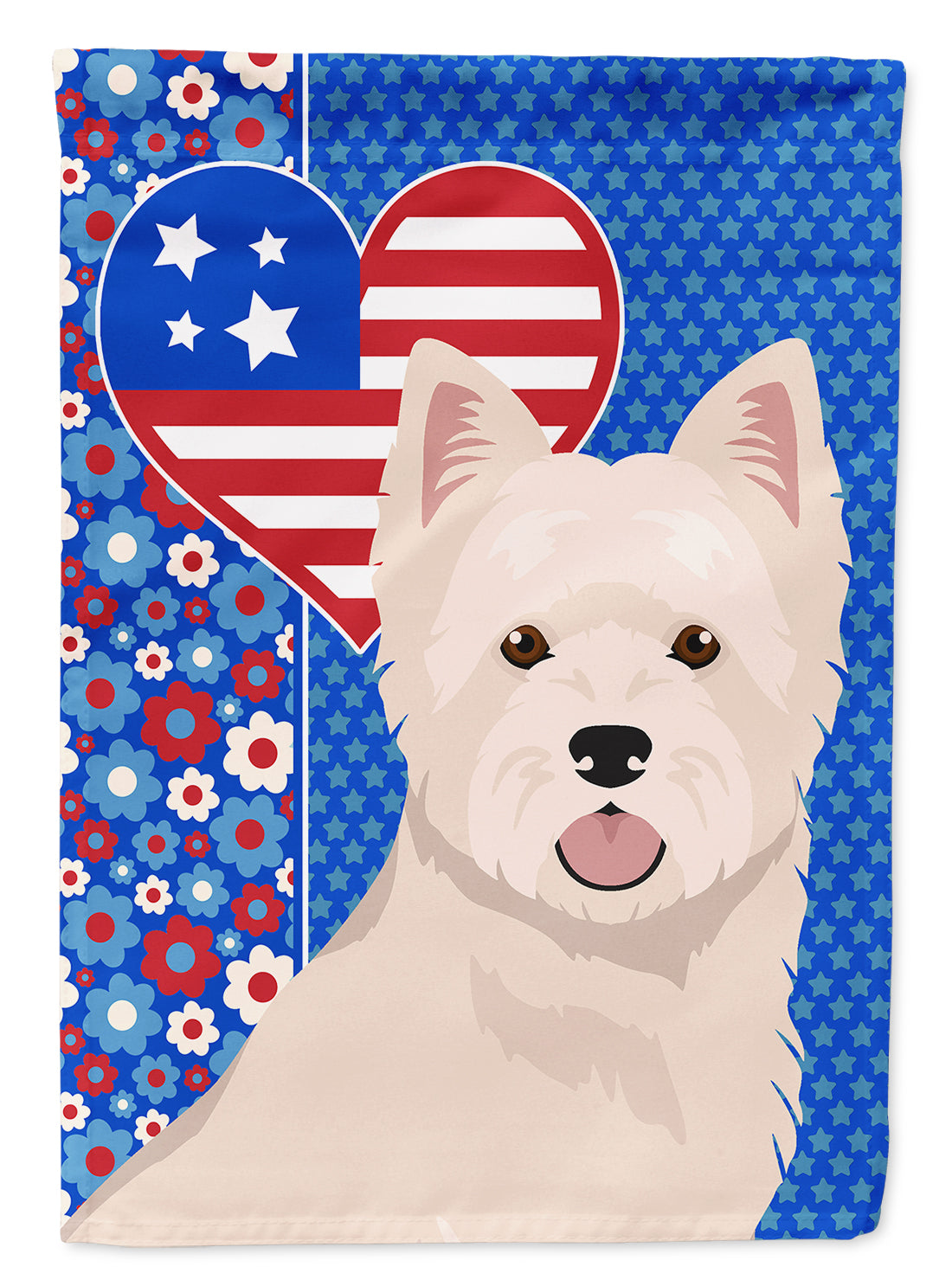 Westie West Highland White Terrier USA American House Flag 28x40 Porch Sleeve Pole Decorative Outside Yard Banner Artwork Wall Hanging, Polyester