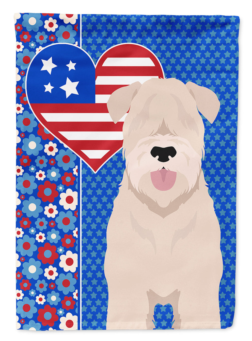 Soft Coated Wheaten Terrier USA American House Flag 28x40 Porch Sleeve Pole Decorative Outside Yard Banner Artwork Wall Hanging, Polyester