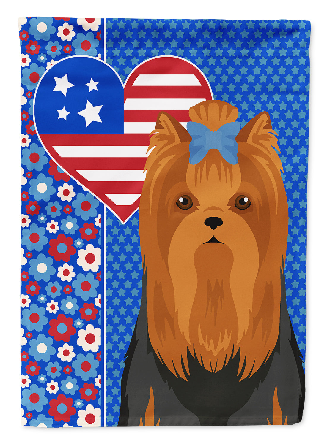 Black and Tan Full Coat Yorkshire Terrier USA American House Flag 28x40 Porch Sleeve Pole Decorative Outside Yard Banner Artwork Wall Hanging, Polyester