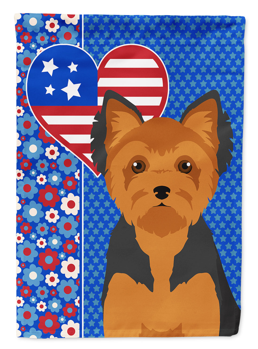 Black and Tan Puppy Cut Yorkshire Terrier USA American House Flag 28x40 Porch Sleeve Pole Decorative Outside Yard Banner Artwork Wall Hanging, Polyester