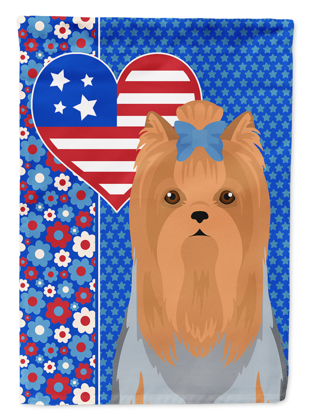 Blue and Tan Full Coat Yorkshire Terrier USA American House Flag 28x40 Porch Sleeve Pole Decorative Outside Yard Banner Artwork Wall Hanging, Polyester