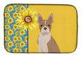 Summer Sunflowers Fawn Boston Terrier Dish Drying Mat Absorbent Dish Drying Mat Pad for Kitchen Counter Dish Drainer Mat for Countertop, 14 x 21", Multicolor