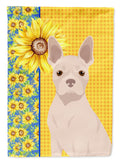 Summer Sunflowers White Boston Terrier House Flag 28x40 Porch Sleeve Pole Decorative Outside Yard Banner Artwork Wall Hanging, Polyester