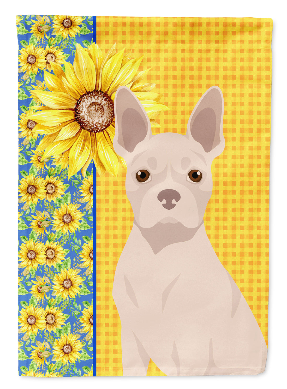 Summer Sunflowers White Boston Terrier House Flag 28x40 Porch Sleeve Pole Decorative Outside Yard Banner Artwork Wall Hanging, Polyester