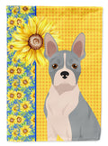 Summer Sunflowers Blue Boston Terrier House Flag 28x40 Porch Sleeve Pole Decorative Outside Yard Banner Artwork Wall Hanging, Polyester