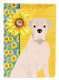 Summer Sunflowers Natural Eared White Boxer House Flag 28x40 Porch Sleeve Pole Decorative Outside Yard Banner Artwork Wall Hanging, Polyester
