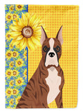 Summer Sunflowers Red Brindle Boxer House Flag 28x40 Porch Sleeve Pole Decorative Outside Yard Banner Artwork Wall Hanging, Polyester