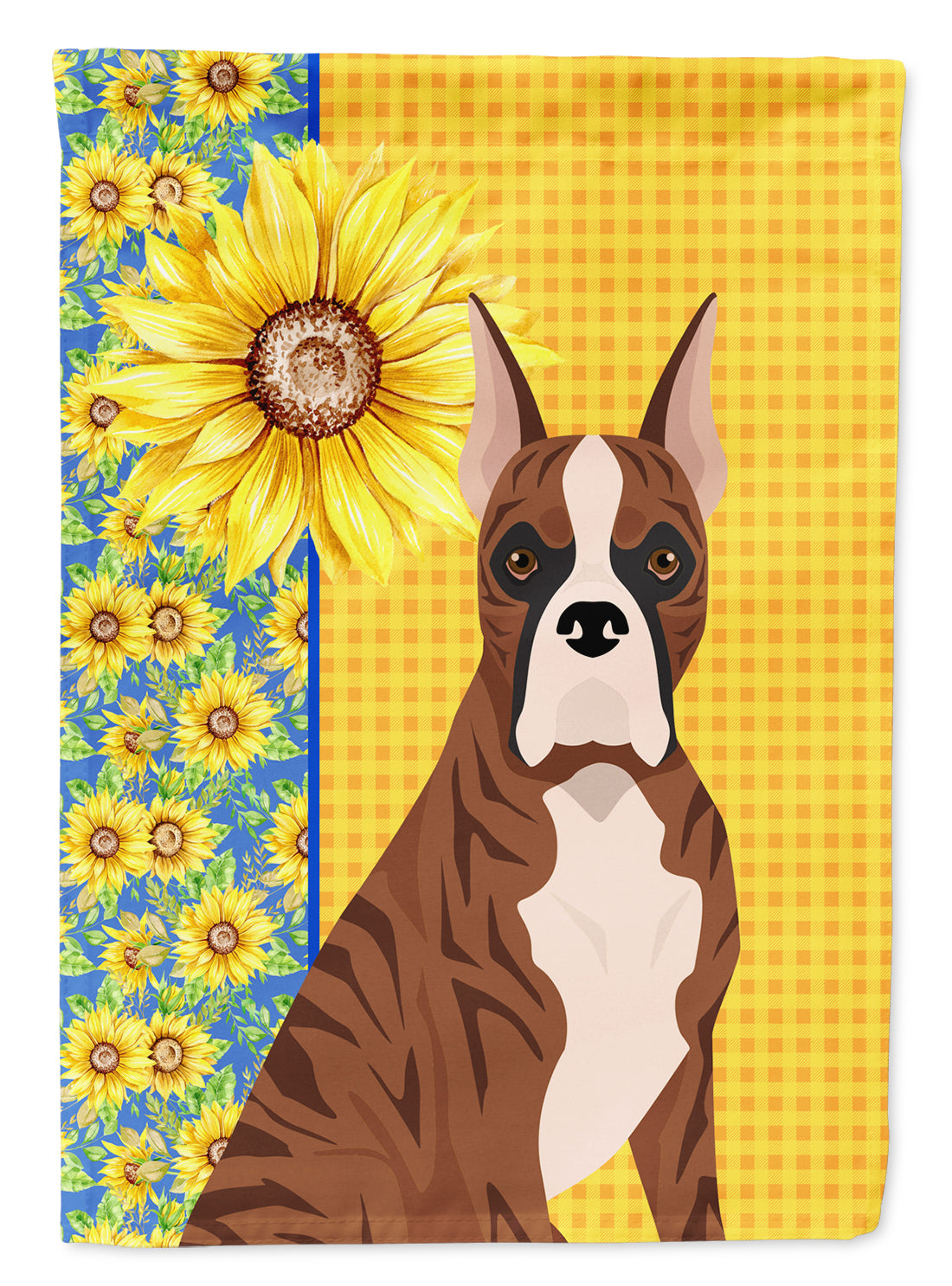 Summer Sunflowers Red Brindle Boxer House Flag 28x40 Porch Sleeve Pole Decorative Outside Yard Banner Artwork Wall Hanging, Polyester