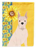 Summer Sunflowers White Boxer House Flag 28x40 Porch Sleeve Pole Decorative Outside Yard Banner Artwork Wall Hanging, Polyester